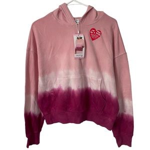 Wildfox Womens Tie Dye Ombré Olivia Pink Kangaroo Pouch Hoodie, Size S, NWT!